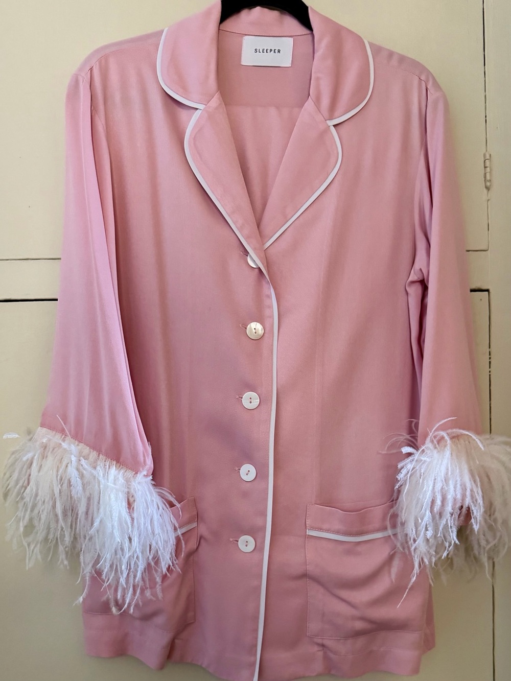 Sleeper Pink Feather-Trim Lounge Pajama Set